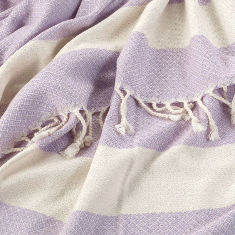2-Pack Turkish Beach Towels, 100% Cotton Sand-Free Peshtemal Blanket, Purple