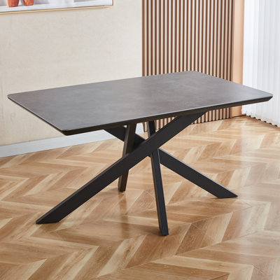 Stone Top Metal Base Dining Table