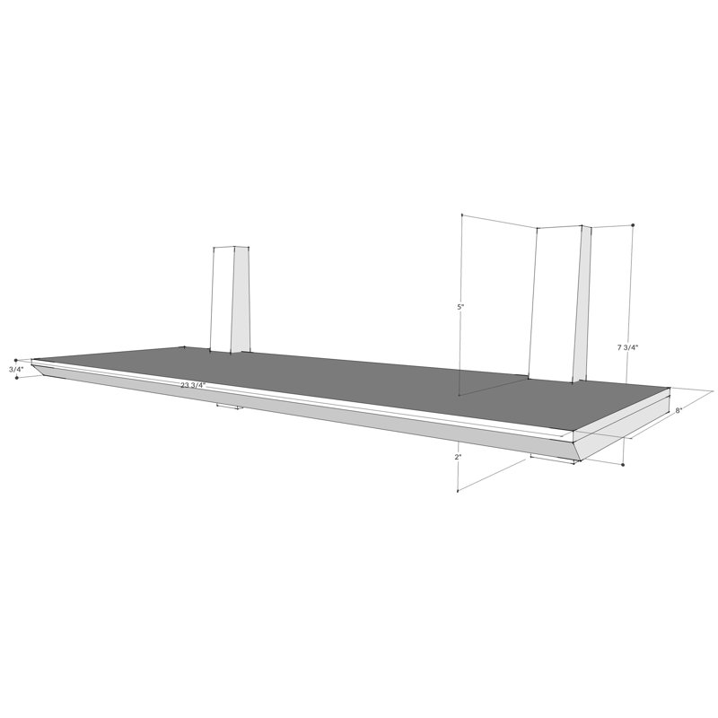 Ensemble de 2 tablettes décoratives en bois de chêne massif