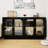 Black Modern Sideboard Cabinet With 4 Glass Doors, Buffet Cabinet With Storage