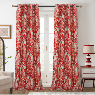 Floral Teal Curtains for Bedroom 80% Blackout Thermal Insulated Lined Double Layer Vintage Peacock Printed Pattern Darkening Drapes for Living Room Grommet 2 Panels