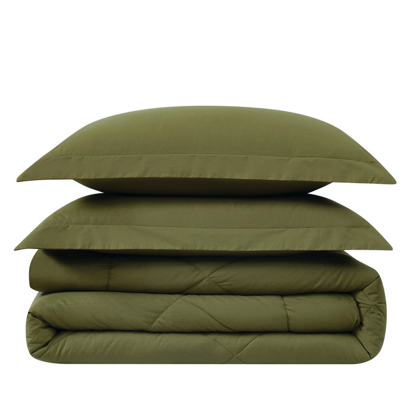 Olive Green Twin Cotton Down Alternative Comforter Set
