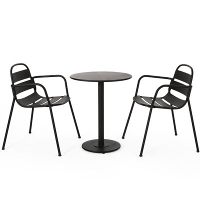 Outdoor Bistro In Matte Black Iron, Suiting Different Decor Styles Modern Backyard Iron With A Stable Structure