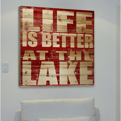 «Life Is Better at the Lake», impression d'art textuel sur bois sans cadre