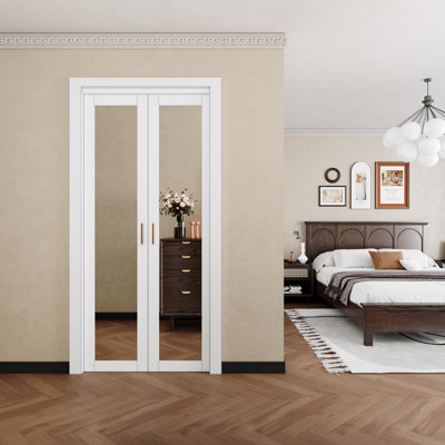 1 Lite Mirrored French-Pivot Door With Hardware (Include Handles)