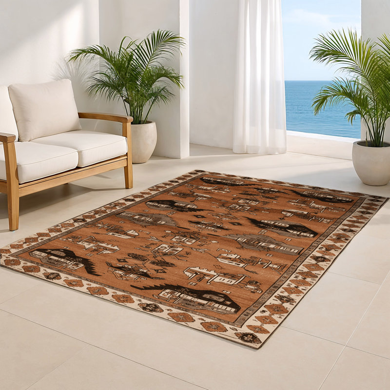 Tapis turc intérieur et extérieur brun, Rectangulaire 2 pi x 3 pi