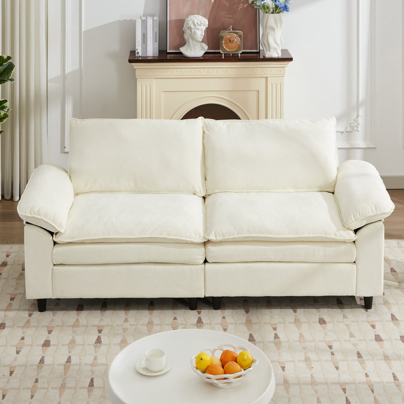 Canapé rembourré 80,31 po en chenille confortable avec repose-pieds Cloud, Beige