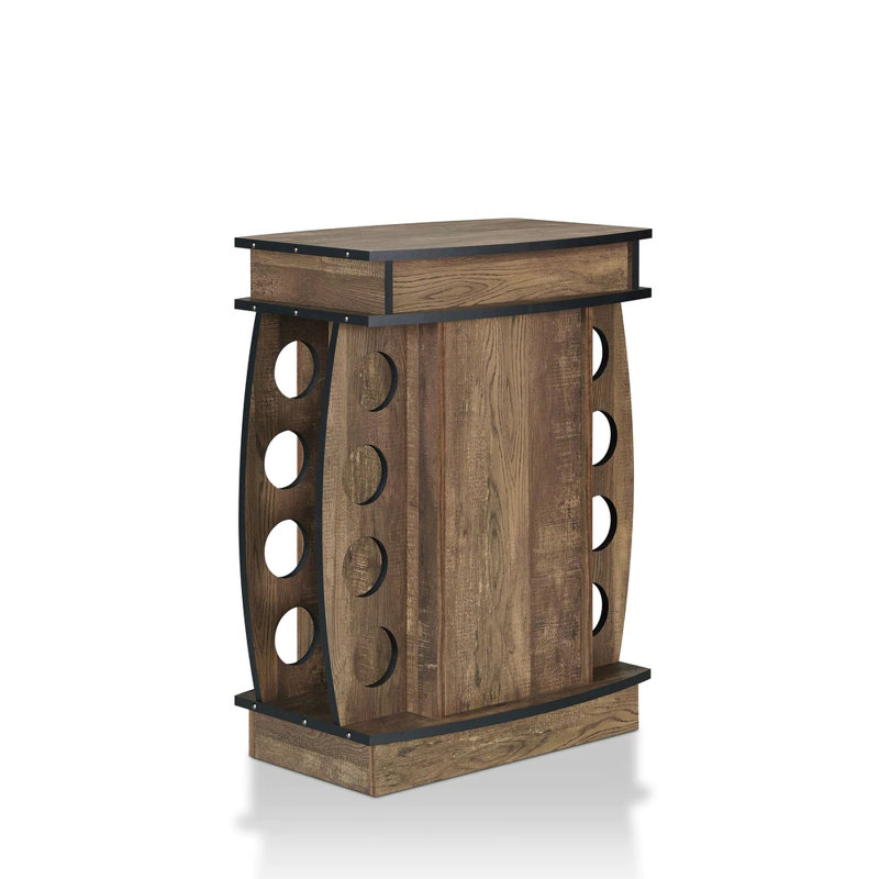 Farmhouse-Style Reclaimed Oak 8-Bottle Wine Cabinet