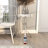 Doering Metal Distressed Striped Paddle Side End White Accent Table with Navy and Red Striped Oar Legs