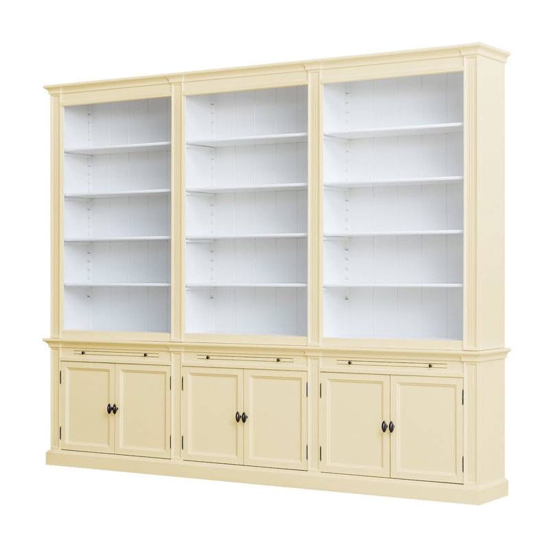 Bodee 240 cm H x 300 cm W Library Bookcase, Light Ivory