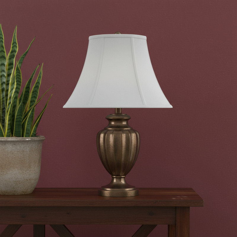 White Linen Piped Bell Lamp Shade, 8.50" H x 12.00" W x 12.00" D, White