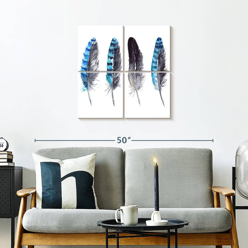 Plumes de geai bleu Kerner, H 26 po x l 26 po