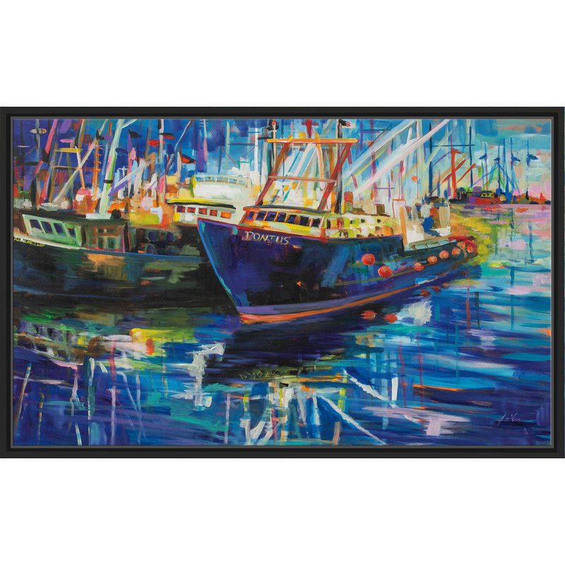 In In the Night - Peinture, Cadre flottant noir, H 39,5 po x l 63,5 po x P 2 po