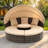 All-Weather Rattan Round Lounge Canopy Bed with Retractable Canopy & Lift Coffee Table – Navy Blue-129200418