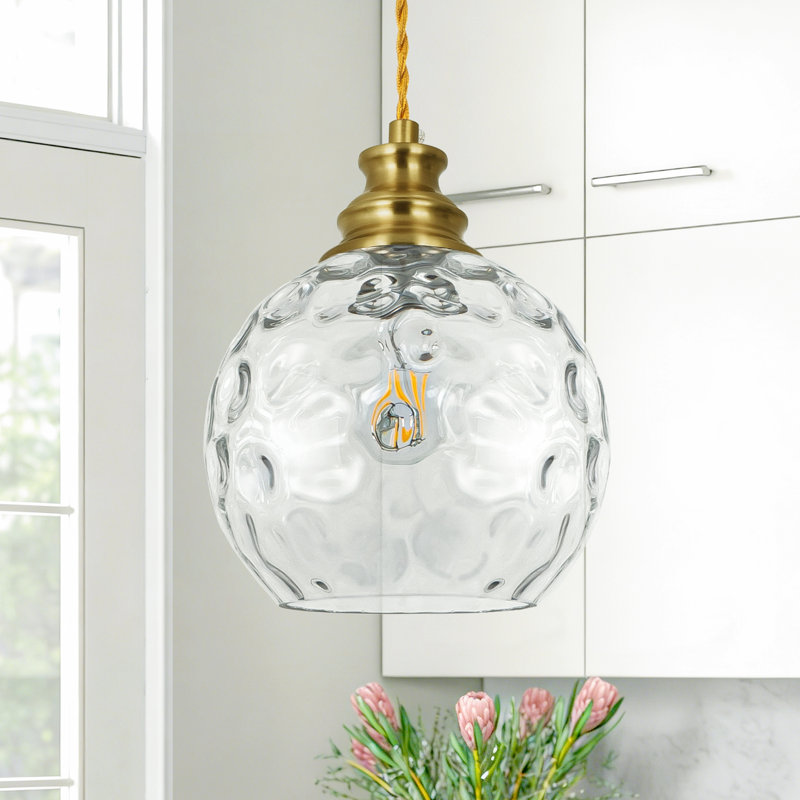 Luminaire suspendu simple à 1 lumière pour îlot de cuisine 7,87 po, au-dessus de l'évier, Doré