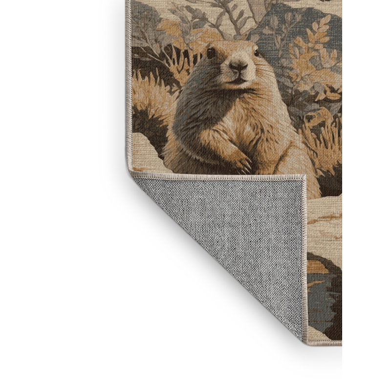 Machine Washable Nature Brown Area Rug, Square 7'