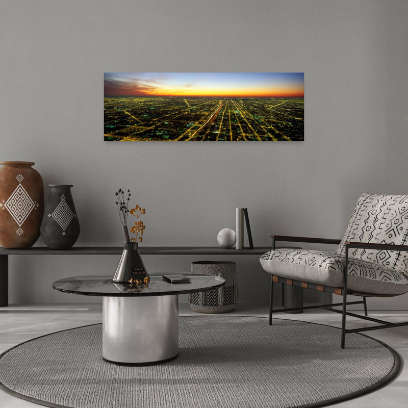 «Evening Chicago Il Abstract Contemporary City Sunset», art mural, H 36 po x l 12 po