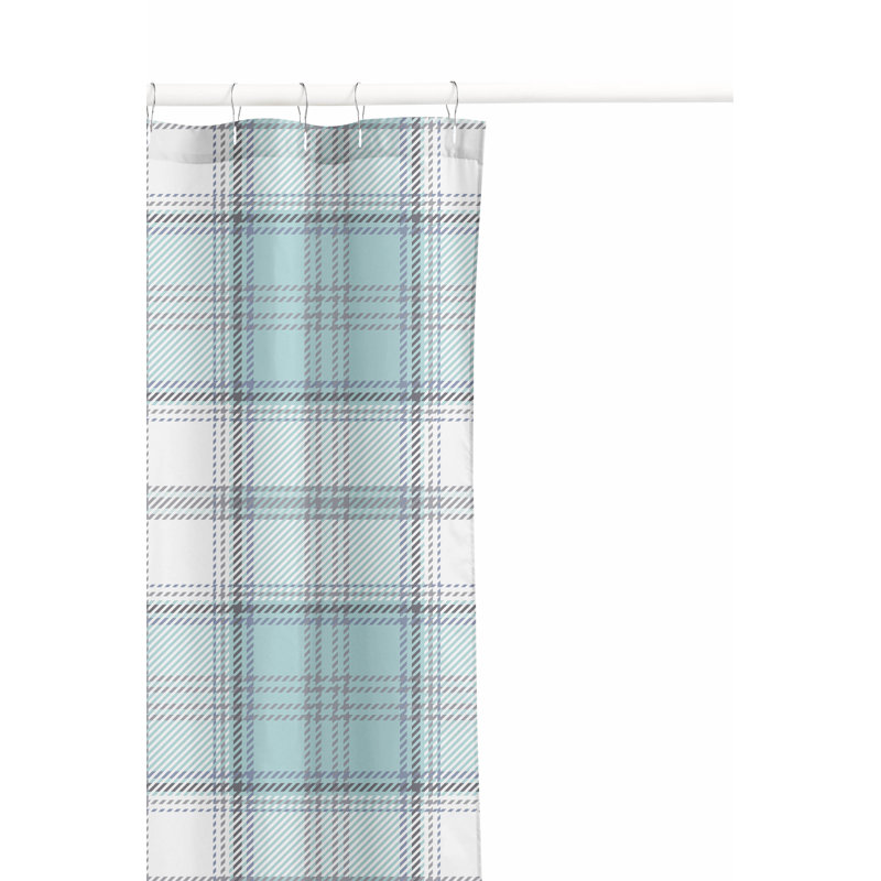 Bully Plaid Ultra-Thin Lightweight Shower Curtain, Blue Plaid