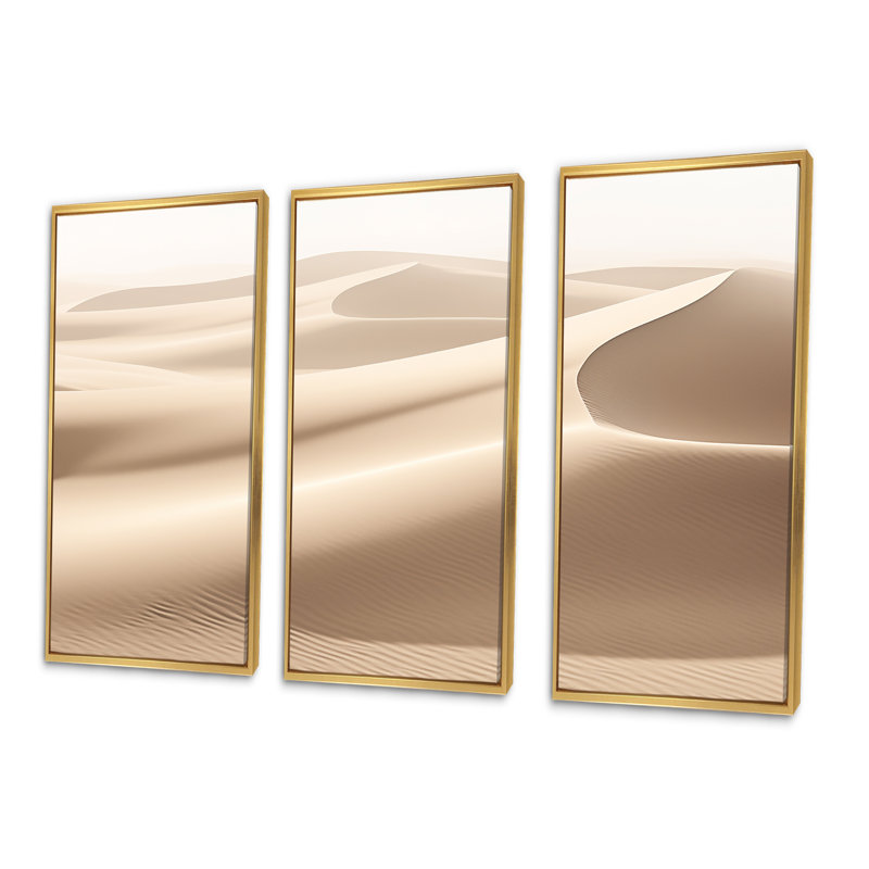 «Desert Sands Of Slumber Dreams VI», ensemble d'art mural sur toile minimalisme, Cadre flottant doré