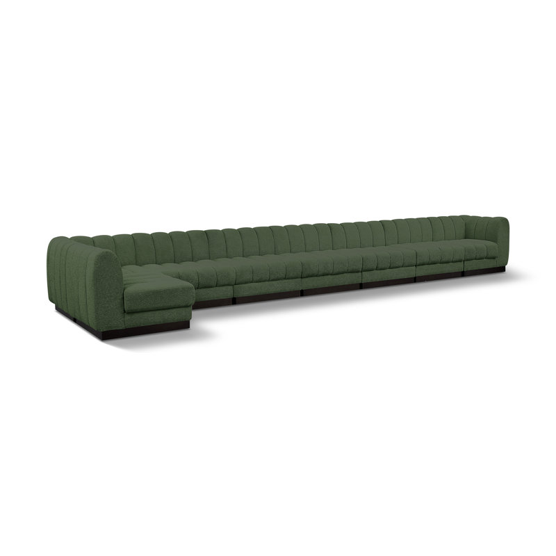 Canapé modulaire rembourré 8 pièces Quinn, Tissu chenille vert