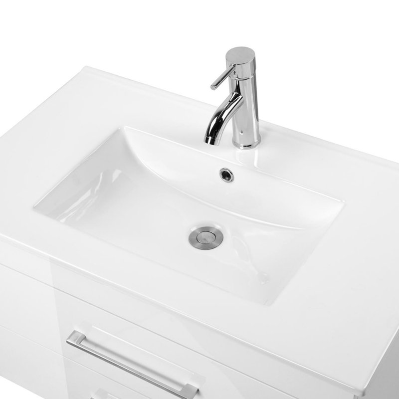 Wall-Mounted Bathroom Vanity with Drawer, White