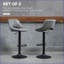 Ensemble de 2 tabourets de bar, hauteur réglable, siège rembourré, base en métal lourd | Gris | Tabouret de bar
