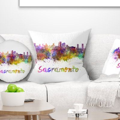Sacramento Skyline - oreiller imprimé paysage urbain