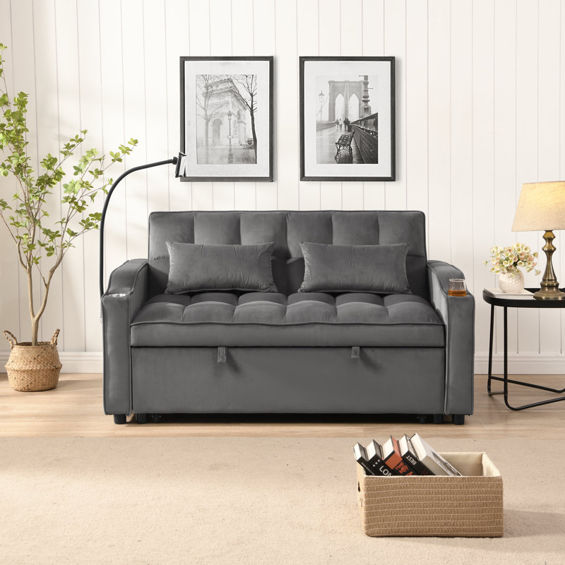 Sofa Bed With Trundle Dark Grey, Dark Gray