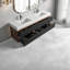 Meuble-lavabo flottant moderne 72 po avec lavabo à quartz noir, finition bois