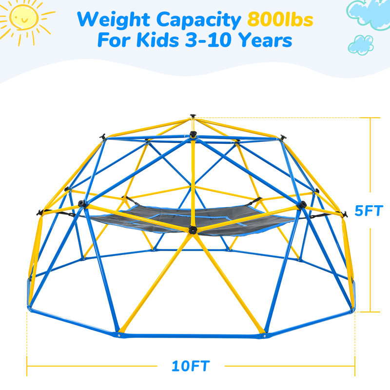 10ft Climbing Dome with Hammock and Swing