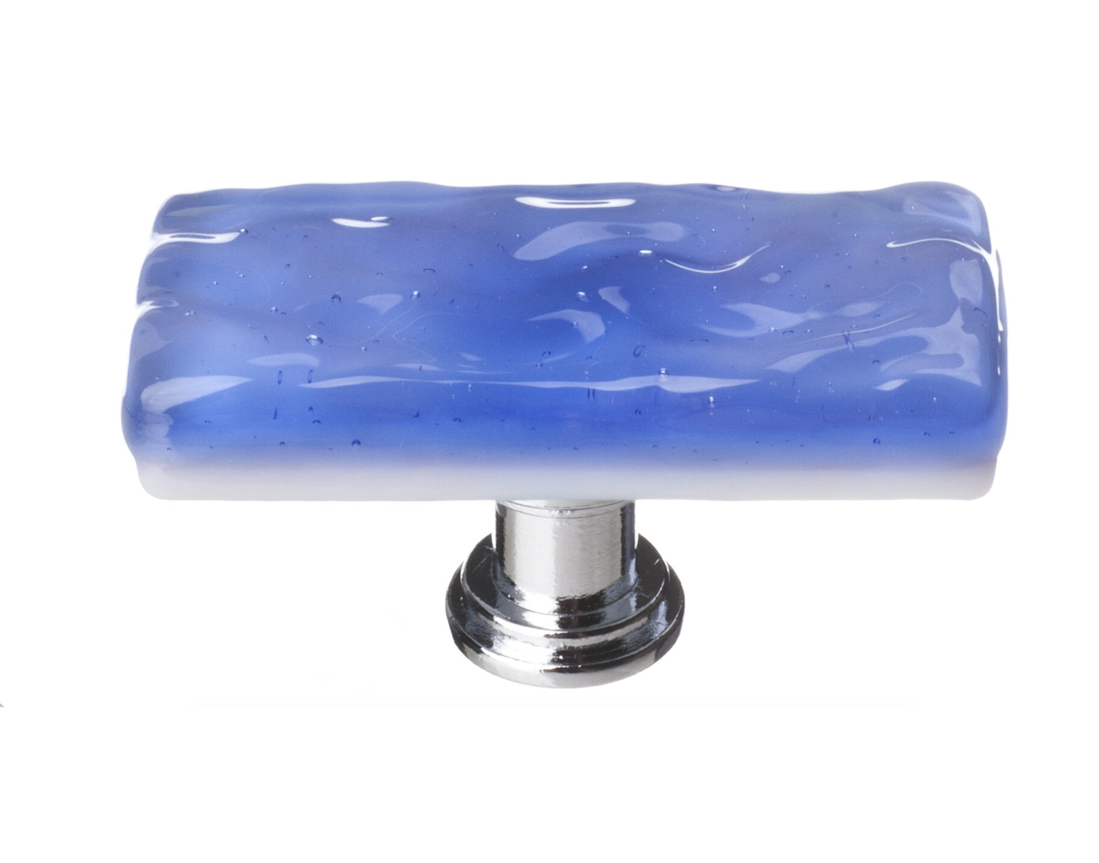 Glacier Skinny Rectangular Cabinet Knob, Polished Chrome, Sky Blue