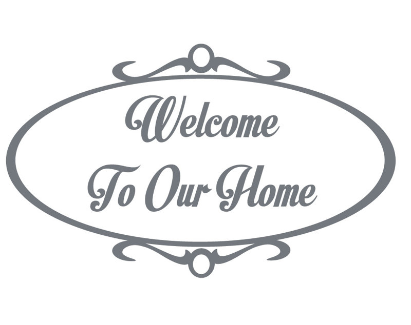 Décalcomanie murale welcome to home, H 36 po x l 60 po x P 0,01 po, Gris orage