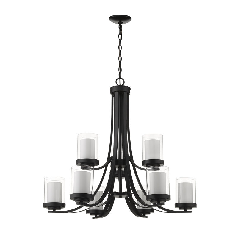 Arie 9 - Light Dimmable Tiered Chandelier, Matte Black