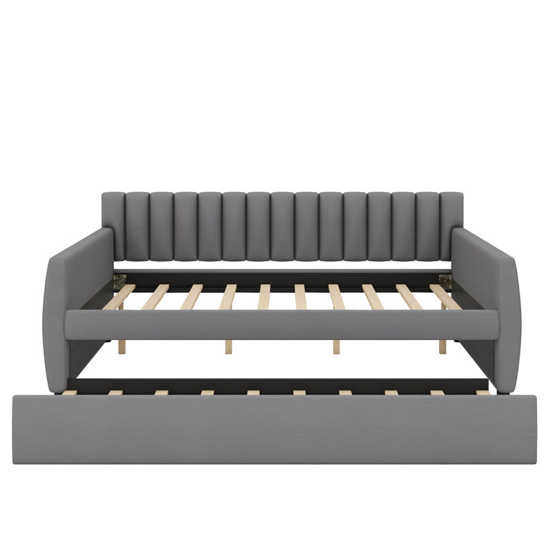 Full-Sized Daybed Including A Built-In Pull-Out Trundle, Gray