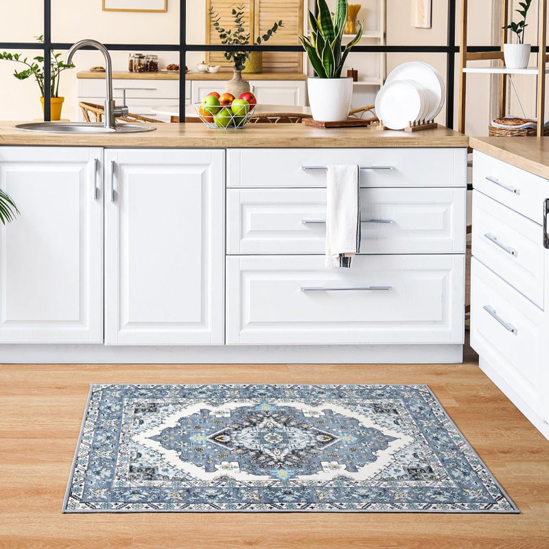 Tapis gris lavable à la machine Groner, Rectangulaire 2 pi x 3 pi