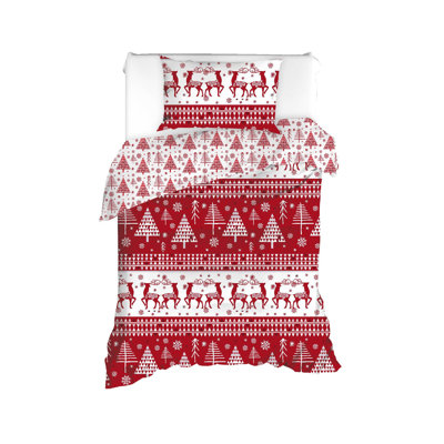 Ensemble de housse de couette 100% coton rouge / blanc Leisha