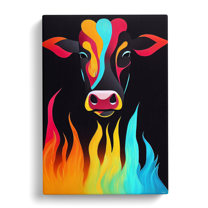 Cow Flame - Wrapped Canvas, 76cm H x 50cm W x 3cm D