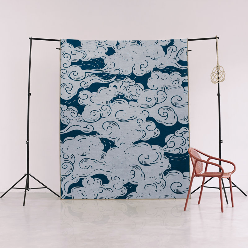Blue-Toned Cloud Patterned Creative Modern Decorative Rug, Rectangle 3'11" x 5'10"