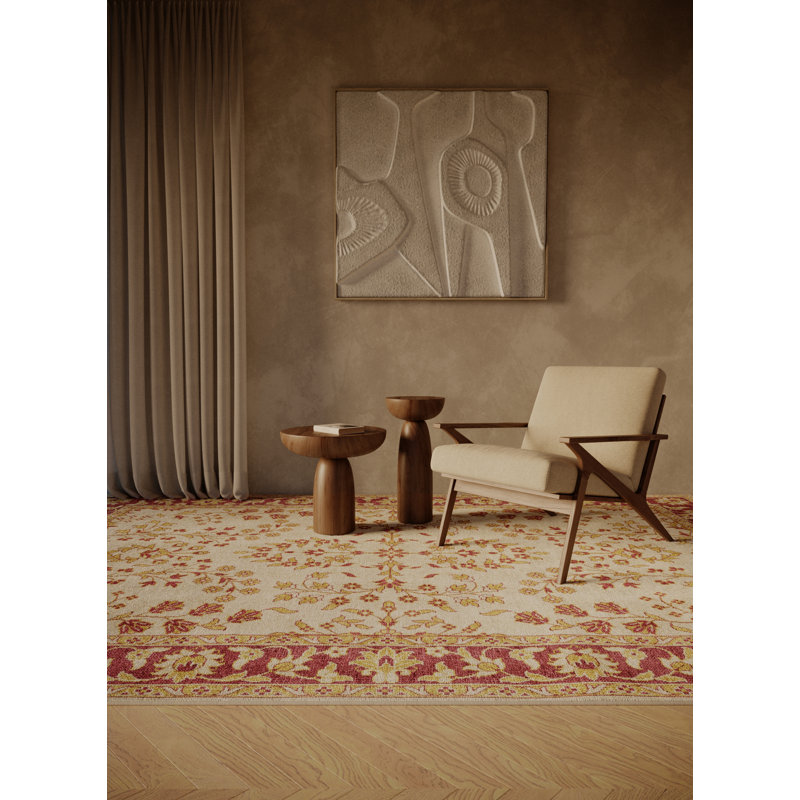 Tapis oriental en chenille / polyester tissé à la main Deshan, Rectangle 8 pi x 12 pi