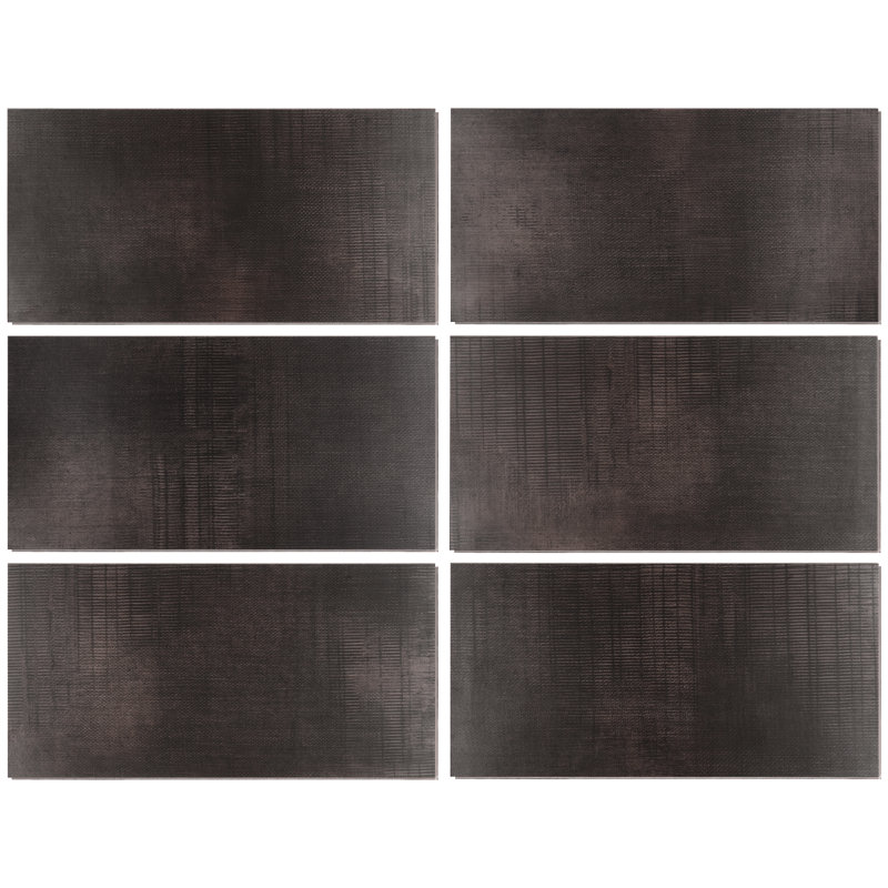 Lungo LVT 0.2'' Thick 12'' W x 24'' L Click Lock Abstract Vinyl, Matte Black