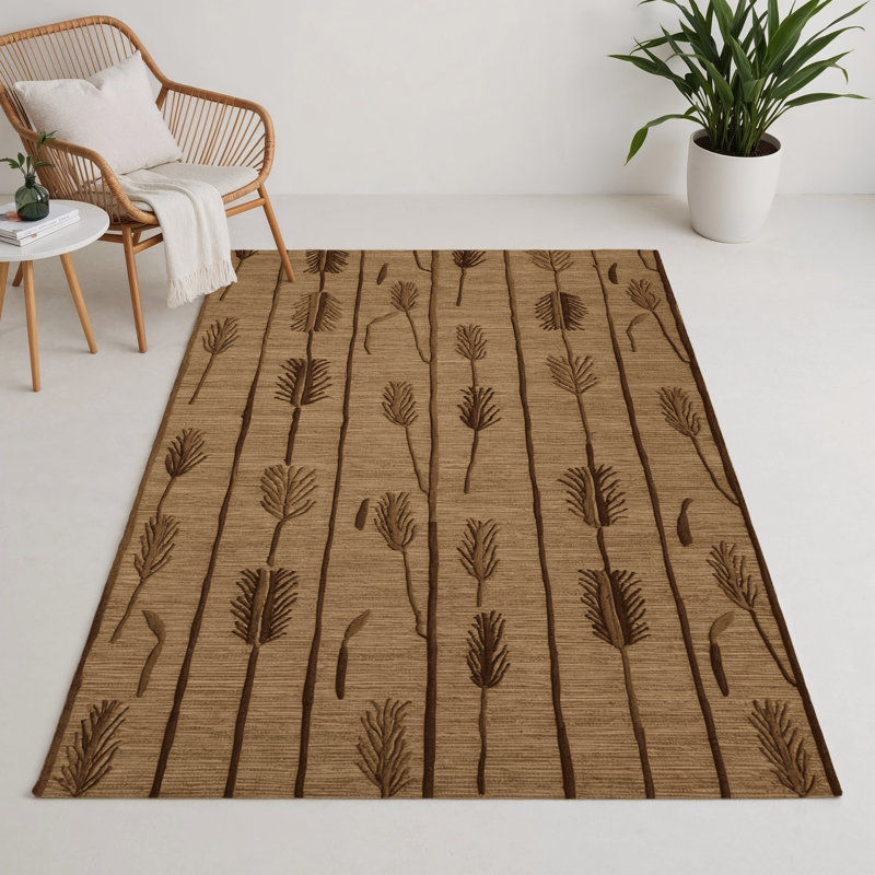 Tapis d'intérieur et d'extérieur brun Botanical, Rectangle 9 pi x 12 pi