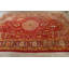 Tapis rouge / beige en laine noué à la main de conception unique 6 pi 10 po x 10 pi années 1900