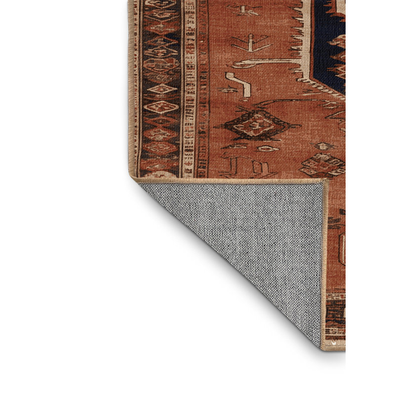Tapis brun turc lavable à la machine, Rond 5 pi