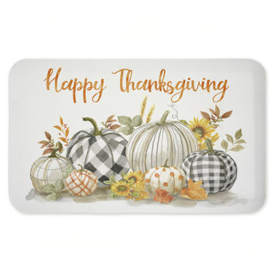 Patterned Pumpkin Thanksgiving Entry Ergonomic Non Slip Kitchen Mat Recycled Cushioned, 18"x30"