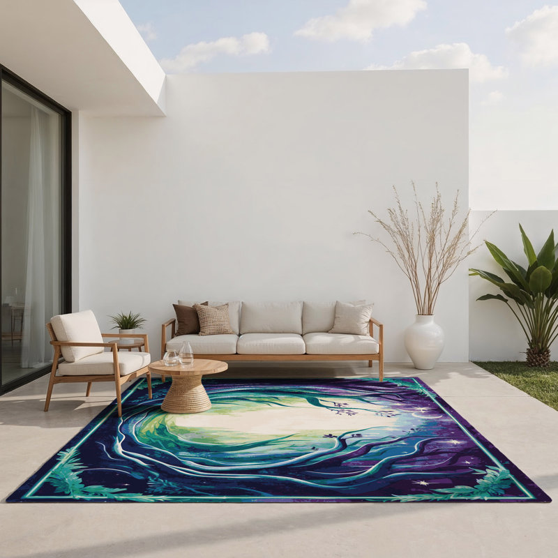 Forest's Embrace Indoor And Outdoor Area Rug, Rectangle 4' x 6'