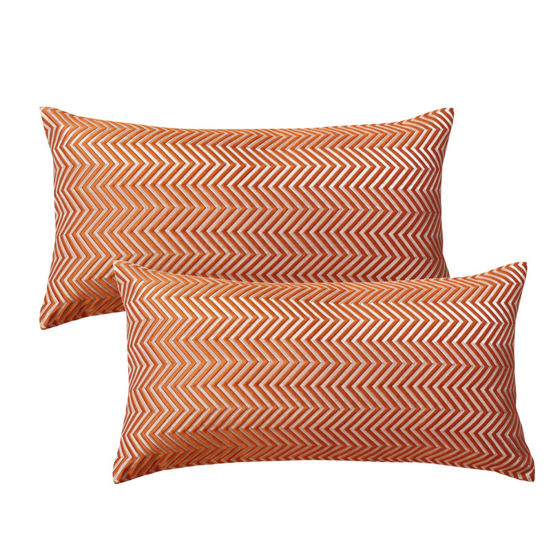 Chevron Rectangular Lumbar Pillow Cover, Burnt Orange