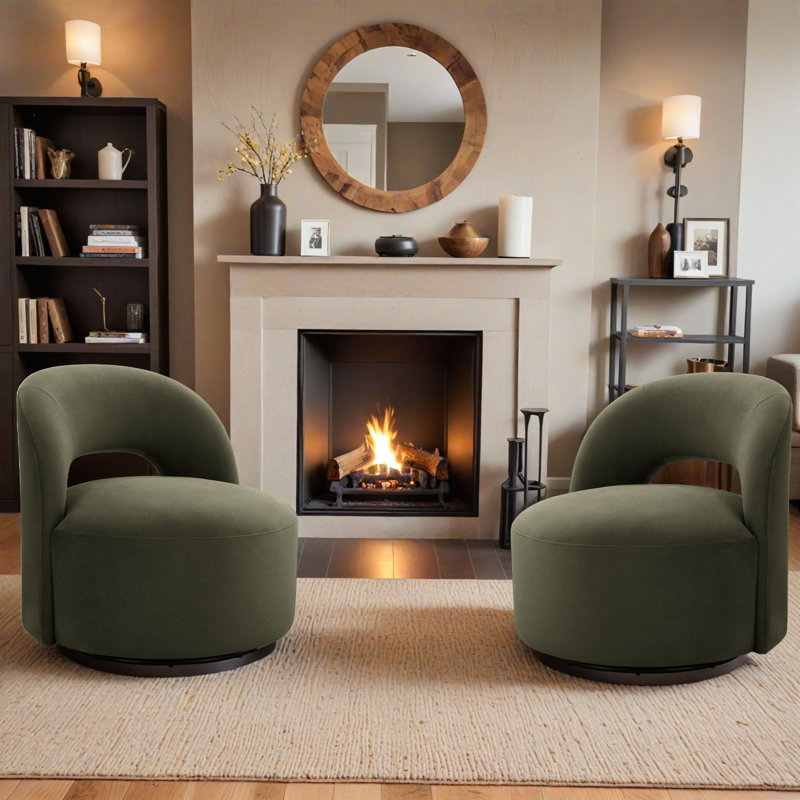 Denison 32'' Swivel Accent Chair, Vesper Forest