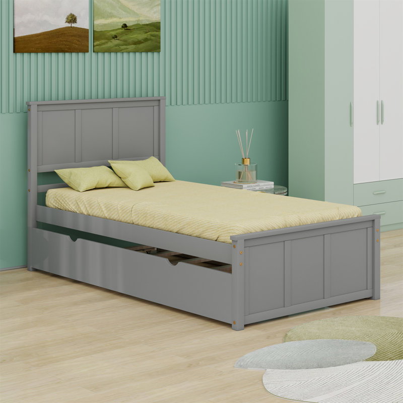 Platform Bed With Trundle, Gray