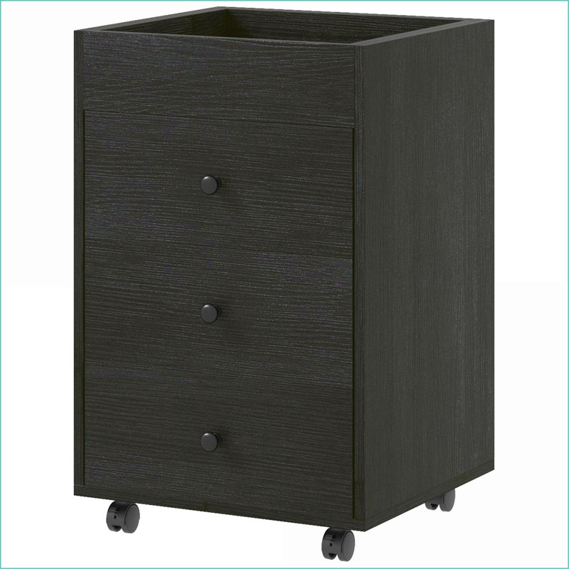 Cabinets, Under Desk Office Storage with 3 Drawers, Rolling Wheels &amp; Removable Tray | Dark Walnut Brown | Melamine-Coated Particleboard