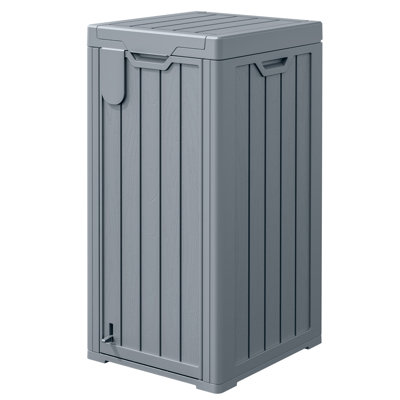 34 Gallon Outdoor Trash Can, Dual Access Design with Front Door and Hanging Label Holder
